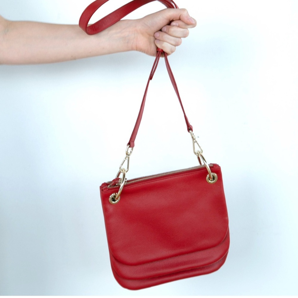 Tic Tac Toe Red Leather Crossbody Bag